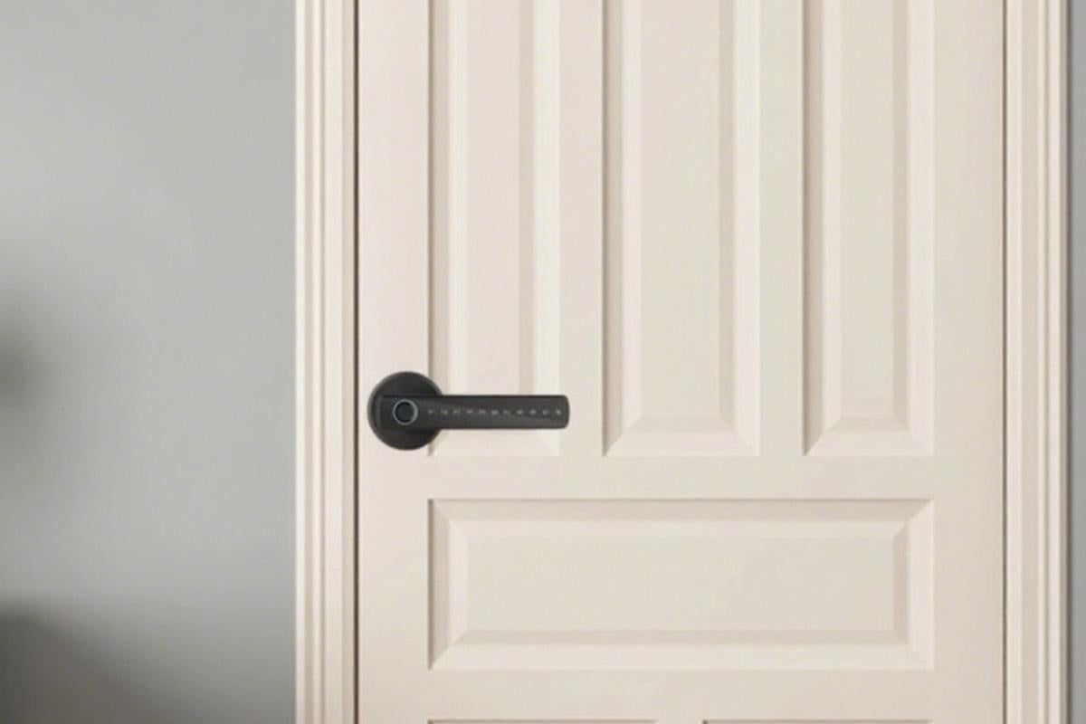 5 in 1 Smart Door Lock Fingerprint Door Knob with IC Cards and Backup Keys - Black