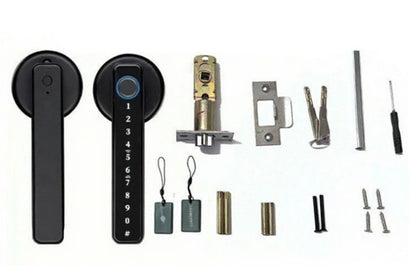 5 in 1 Smart Door Lock Fingerprint Door Knob with IC Cards and Backup Keys - Black