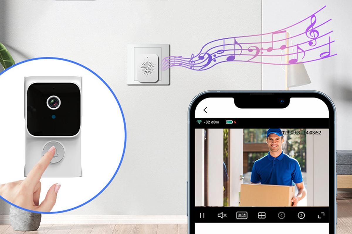 Wireless Smart Video Doorbell with Chime Intelligent Visual Doorbell View Security Doorbell Smart Doorbell