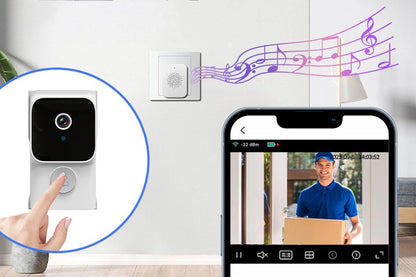 Wireless Smart Video Doorbell with Chime Intelligent Visual Doorbell View Security Doorbell Smart Doorbell