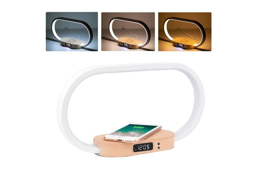 Bedside Lamp with Clock 10W Fast Wireless Charger USB Port Nightstand Touch Lamp