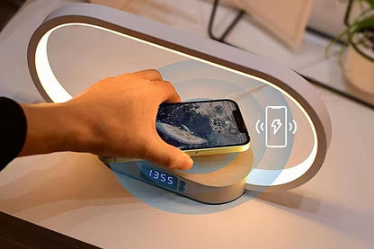 Bedside Lamp with Clock 10W Fast Wireless Charger USB Port Nightstand Touch Lamp