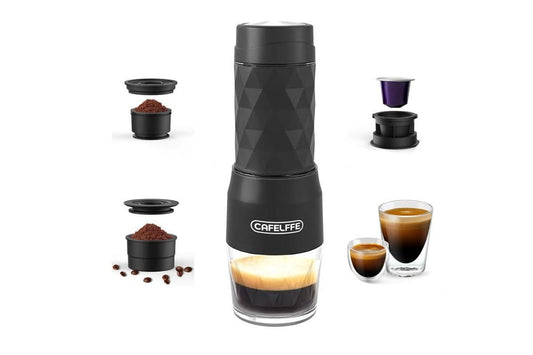 3 in 1 Portable Coffee Maker,Single Serve Manual Espresso Machine For Camping, Travel, Hiking, Fishing - Black