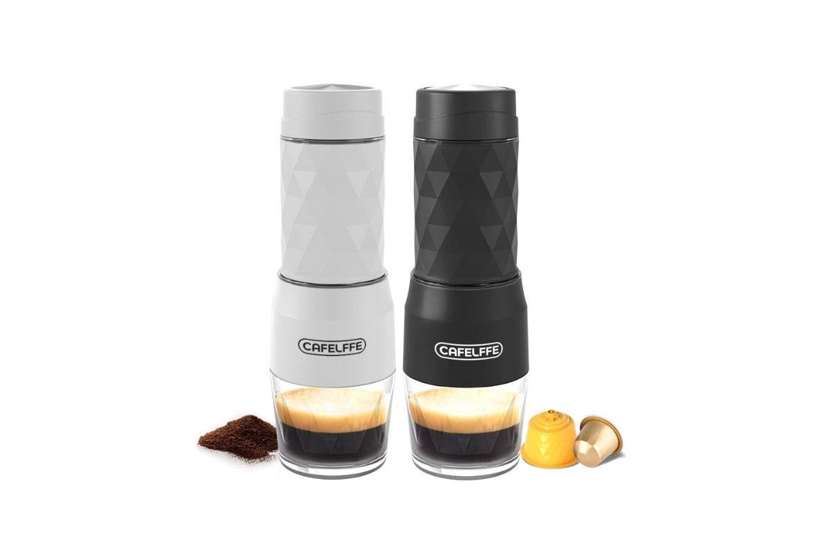 3 in 1 Portable Coffee Maker,Single Serve Manual Espresso Machine For Camping, Travel, Hiking, Fishing - White