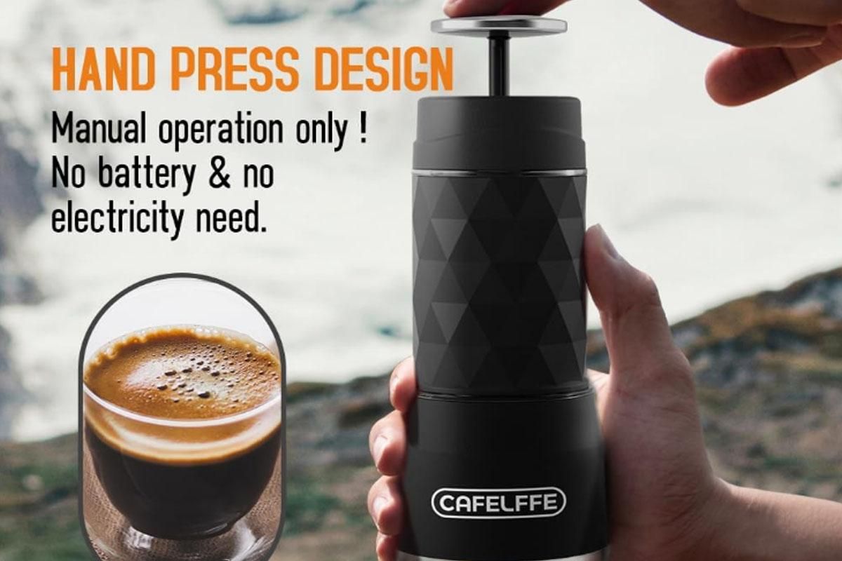 3 in 1 Portable Coffee Maker,Single Serve Manual Espresso Machine For Camping, Travel, Hiking, Fishing - White