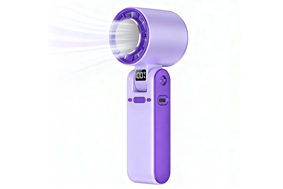 Handheld Portable Fan with Ice Cooler 100-Speed Rechargeable Handheld Fan - Purple
