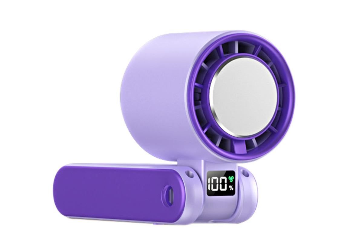 Handheld Portable Fan with Ice Cooler 100-Speed Rechargeable Handheld Fan - Purple