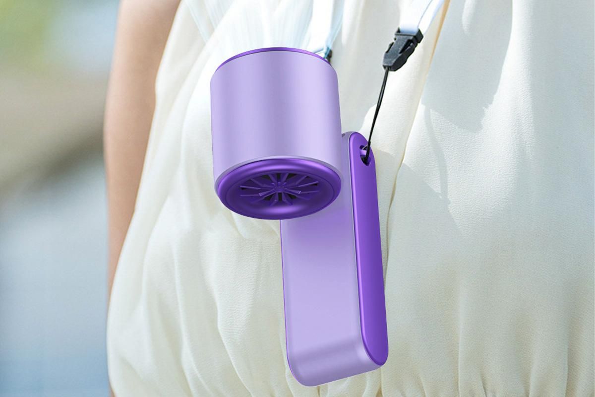 Handheld Portable Fan with Ice Cooler 100-Speed Rechargeable Handheld Fan - Purple