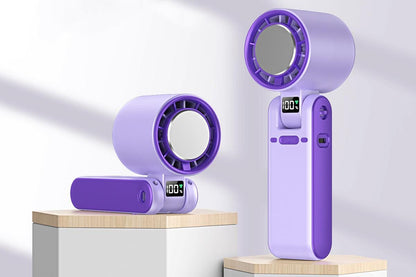 Handheld Portable Fan with Ice Cooler 100-Speed Rechargeable Handheld Fan - Purple