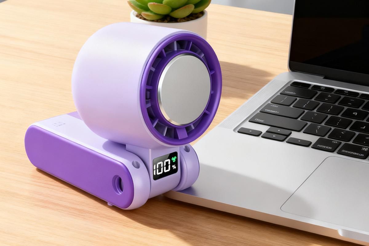 Handheld Portable Fan with Ice Cooler 100-Speed Rechargeable Handheld Fan - Purple