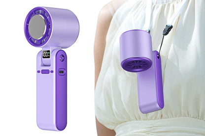 Handheld Portable Fan with Ice Cooler 100-Speed Rechargeable Handheld Fan - Purple