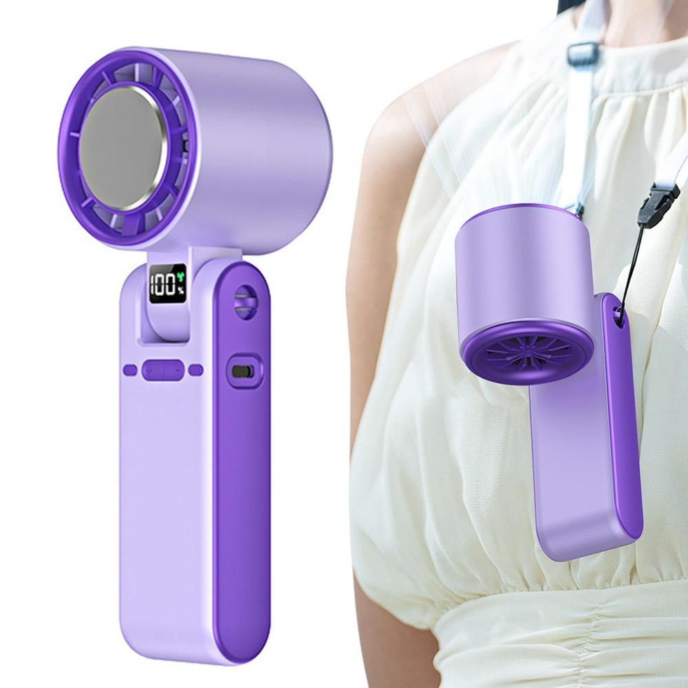 Handheld Portable Fan with Ice Cooler 100-Speed Rechargeable Handheld Fan - Purple