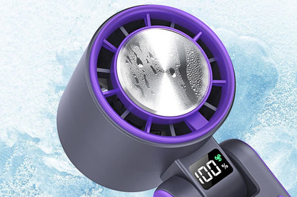 Handheld Portable Fan with Ice Cooler 100-Speed Rechargeable Handheld Fan - Gray