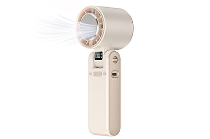 Handheld Portable Fan with Ice Cooler 100-Speed Rechargeable Handheld Fan - Beige