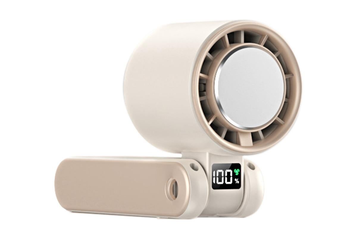Handheld Portable Fan with Ice Cooler 100-Speed Rechargeable Handheld Fan - Beige