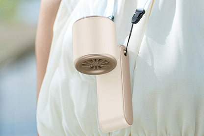 Handheld Portable Fan with Ice Cooler 100-Speed Rechargeable Handheld Fan - Beige