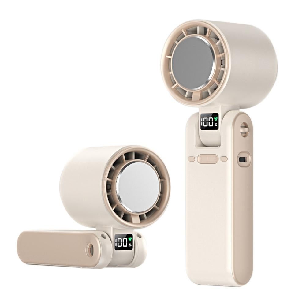 Handheld Portable Fan with Ice Cooler 100-Speed Rechargeable Handheld Fan - Beige