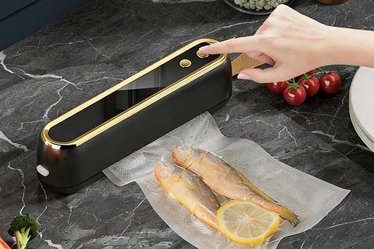 Mini Vacuum Sealer Machine Cordless Food Vacuum Sealer for Freezer Storage Meal Prep - Black