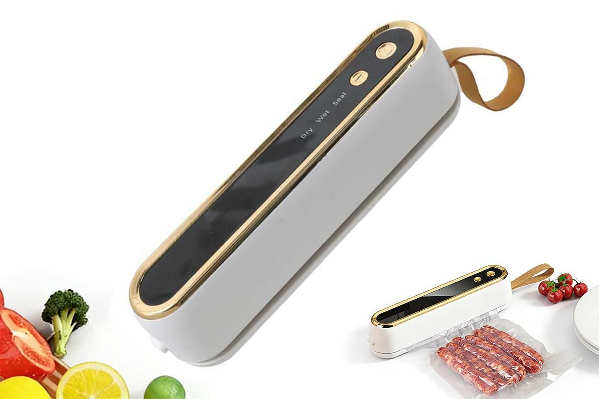 Mini Vacuum Sealer Machine Cordless Food Vacuum Sealer for Freezer Storage Meal Prep - White