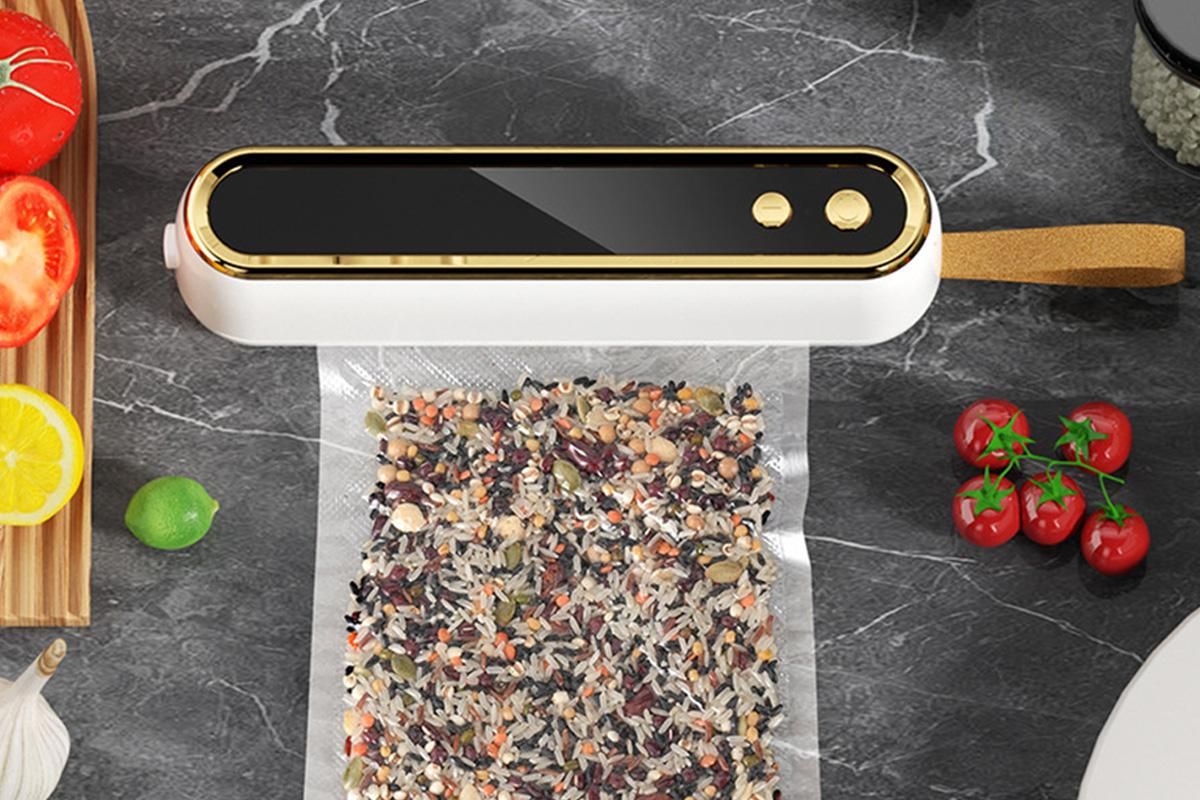 Mini Vacuum Sealer Machine Cordless Food Vacuum Sealer for Freezer Storage Meal Prep - White