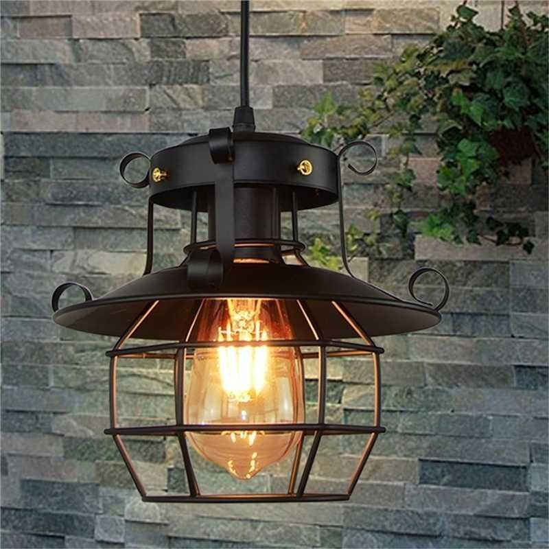 Retro Iron Cage Chandelier Personality Bar Cafe Decorative Light without Light Source