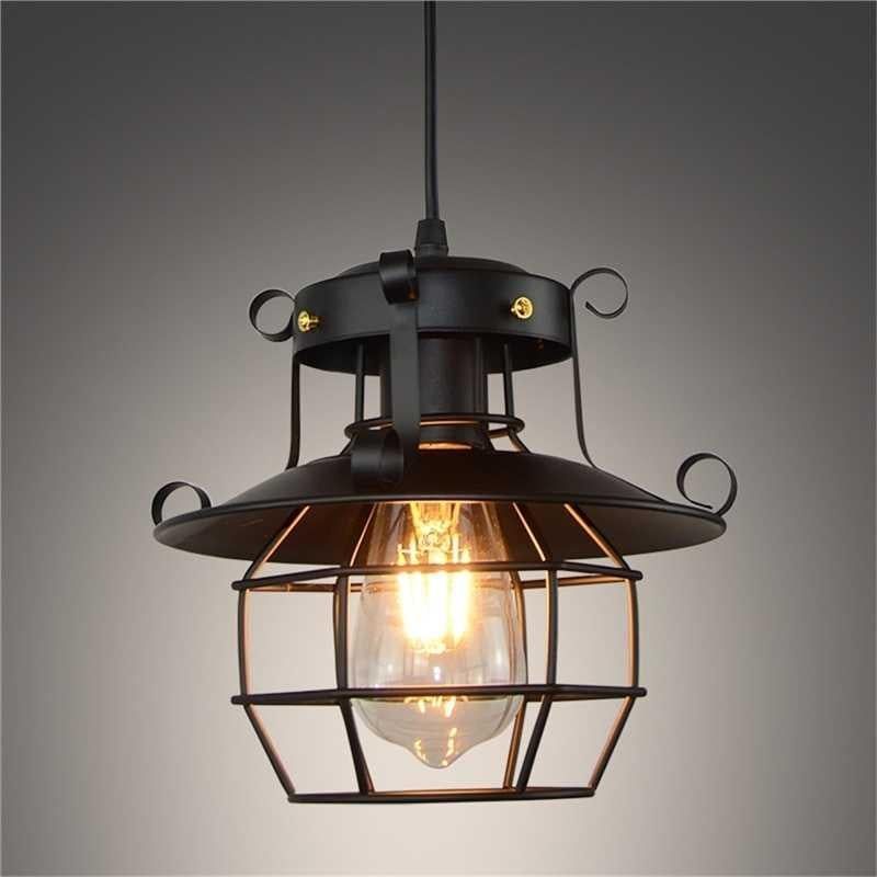 Retro Iron Cage Chandelier Personality Bar Cafe Decorative Light without Light Source
