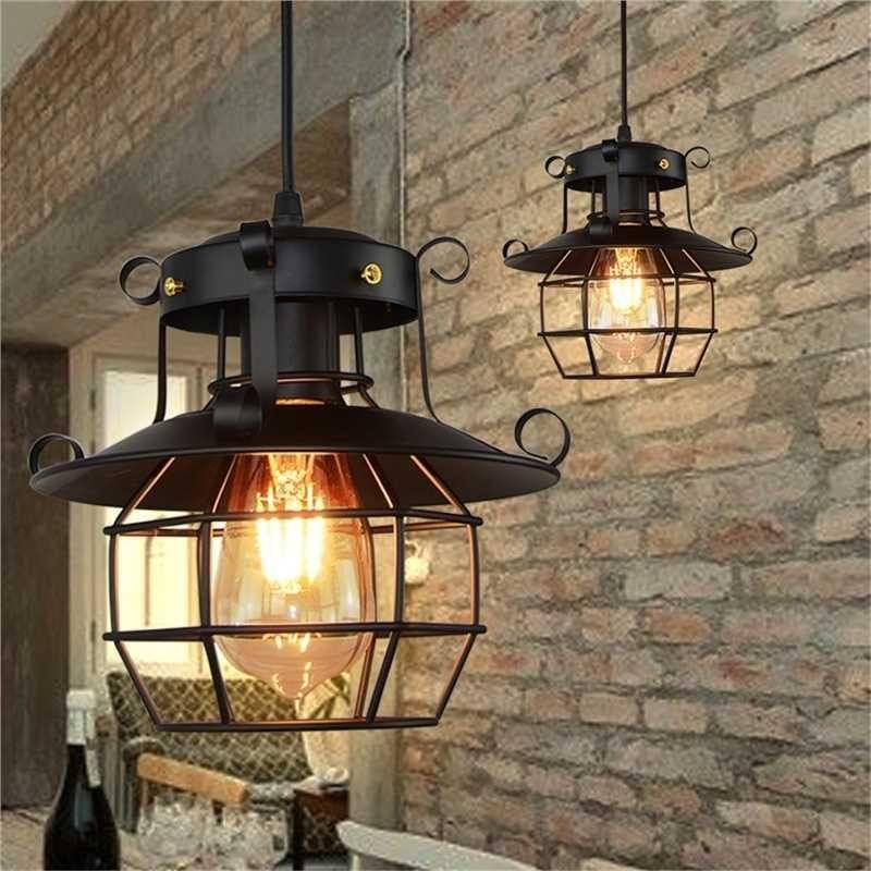 Retro Iron Cage Chandelier Personality Bar Cafe Decorative Light without Light Source