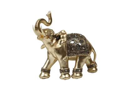Eye-catching Elephant Figurine Fine Symbol Resin Elegant Elephant Trunk Sculpture for Home-Golden S
