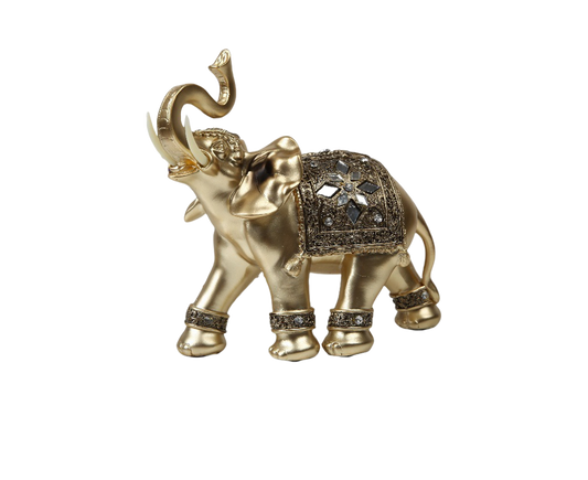 Eye-catching Elephant Figurine Fine Symbol Resin Elegant Elephant Trunk Sculpture for Home-Golden S