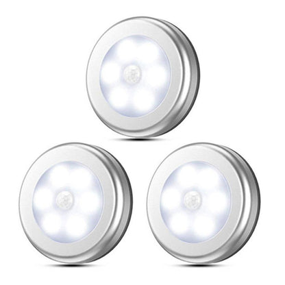 3Pcs Motion Sensor LED Lights Battery Operated Night Lights for Closet Cabinet Hallway Stair White Light