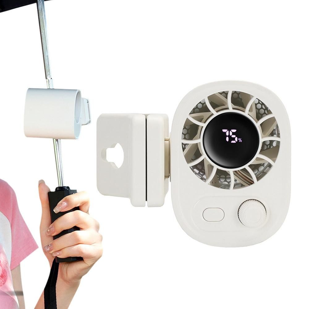Car Clip-On Fan with LED Display - 100-Speed Adjustable Portable Fan for Camping & Umbrella Use