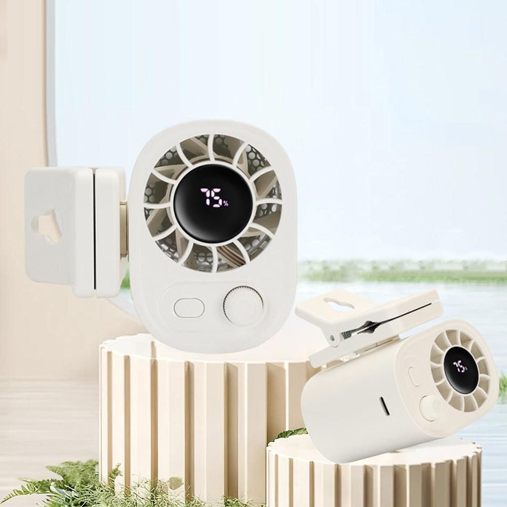 Car Clip-On Fan with LED Display - 100-Speed Adjustable Portable Fan for Camping & Umbrella Use