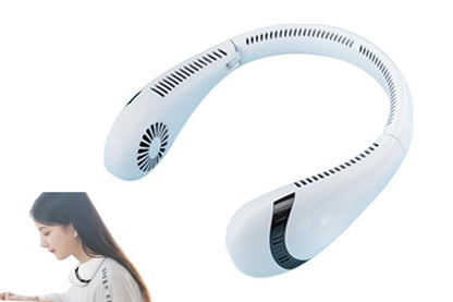 Portable Neck Fan Mini Hanging Neck Fan Rechargeable Personal Fan Hands Free Cooling Fan-White