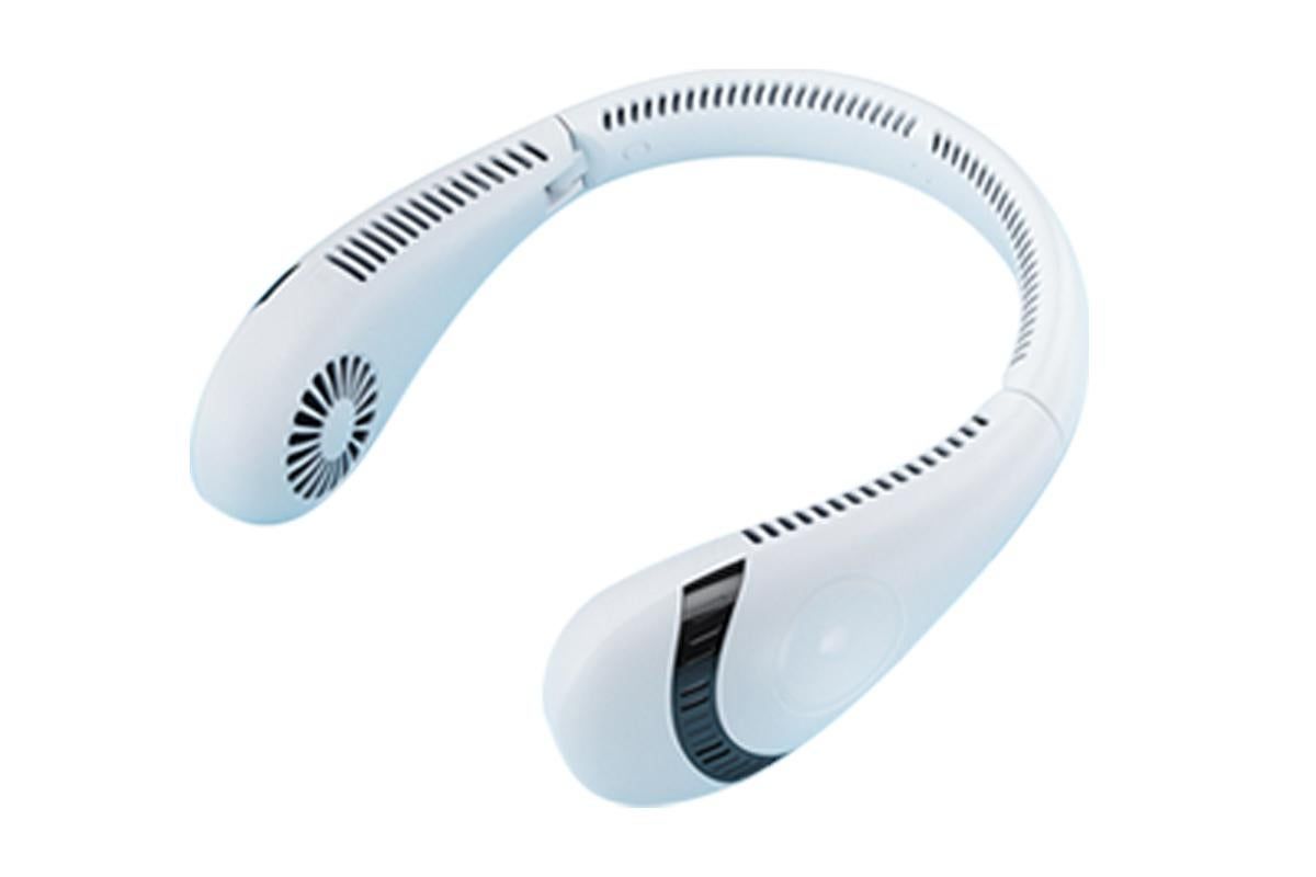 Portable Neck Fan Mini Hanging Neck Fan Rechargeable Personal Fan Hands Free Cooling Fan-White