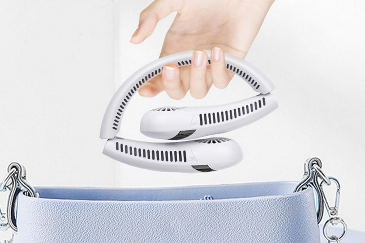 Portable Neck Fan Mini Hanging Neck Fan Rechargeable Personal Fan Hands Free Cooling Fan-White