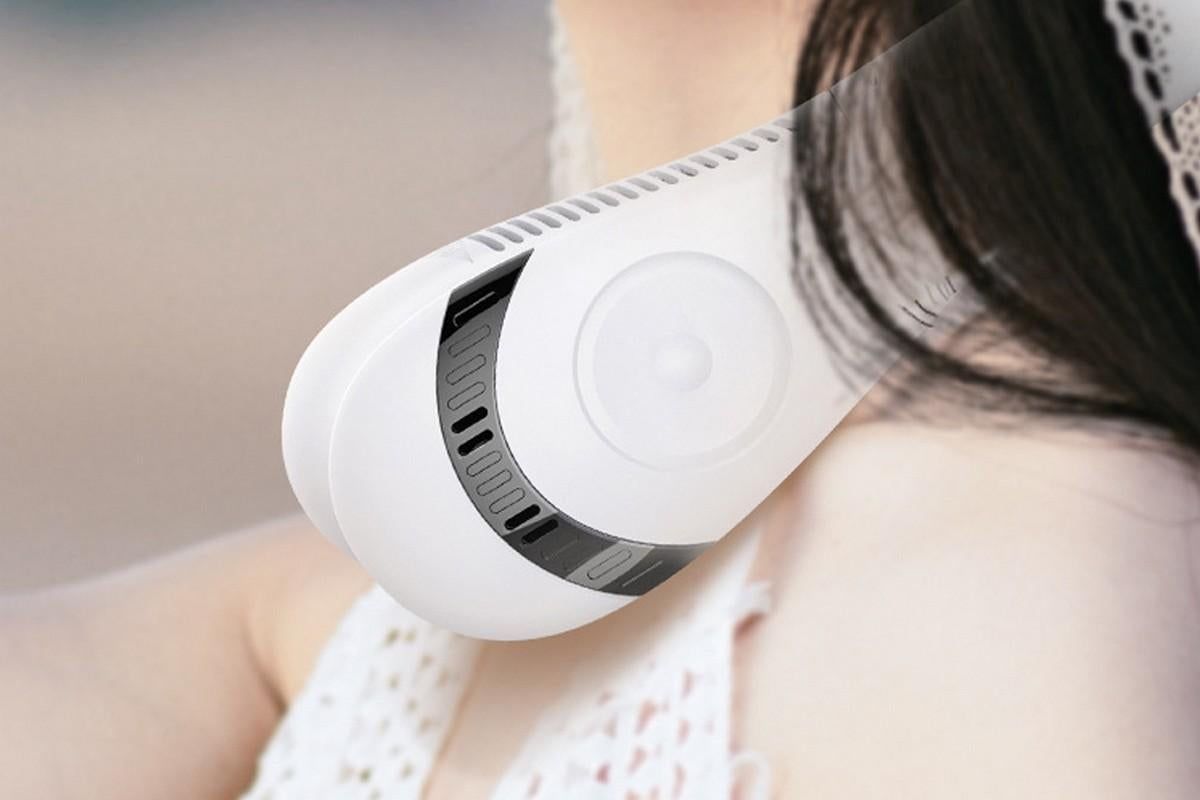 Portable Neck Fan Mini Hanging Neck Fan Rechargeable Personal Fan Hands Free Cooling Fan-White