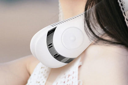 Portable Neck Fan Mini Hanging Neck Fan Rechargeable Personal Fan Hands Free Cooling Fan-White