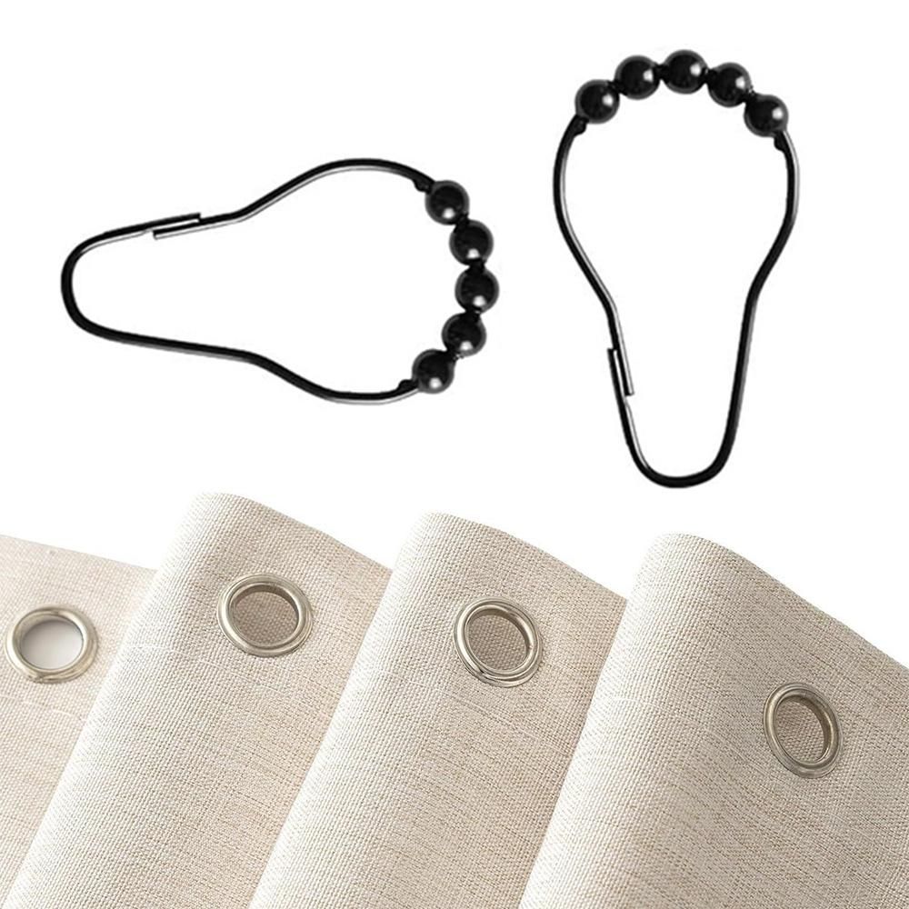 Waterproof Shower Curtain Thick Boho Wavy Edge With Rustproof Hooks - Beige