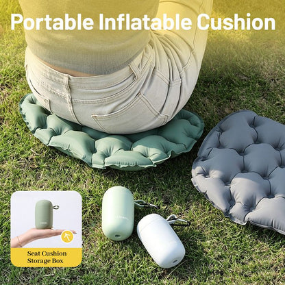Portable Outdoor Inflatable Seat Cushion, Multi-Functional Inflatable Storage Box and Seat Cushion Combo, Portable Folding Seat Cushion for Camping and Travel, Portable Push-to-Inflate Cushion - Gray
