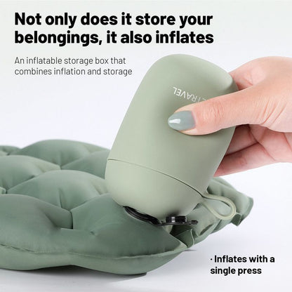 Portable Outdoor Inflatable Seat Cushion, Multi-Functional Inflatable Storage Box and Seat Cushion Combo, Portable Folding Seat Cushion for Camping and Travel, Portable Push-to-Inflate Cushion - Gray