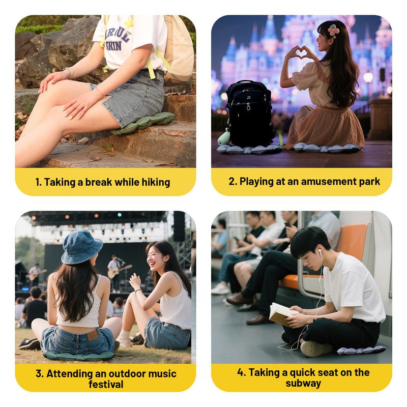 Portable Outdoor Inflatable Seat Cushion, Multi-Functional Inflatable Storage Box and Seat Cushion Combo, Portable Folding Seat Cushion for Camping and Travel, Portable Push-to-Inflate Cushion - Gray
