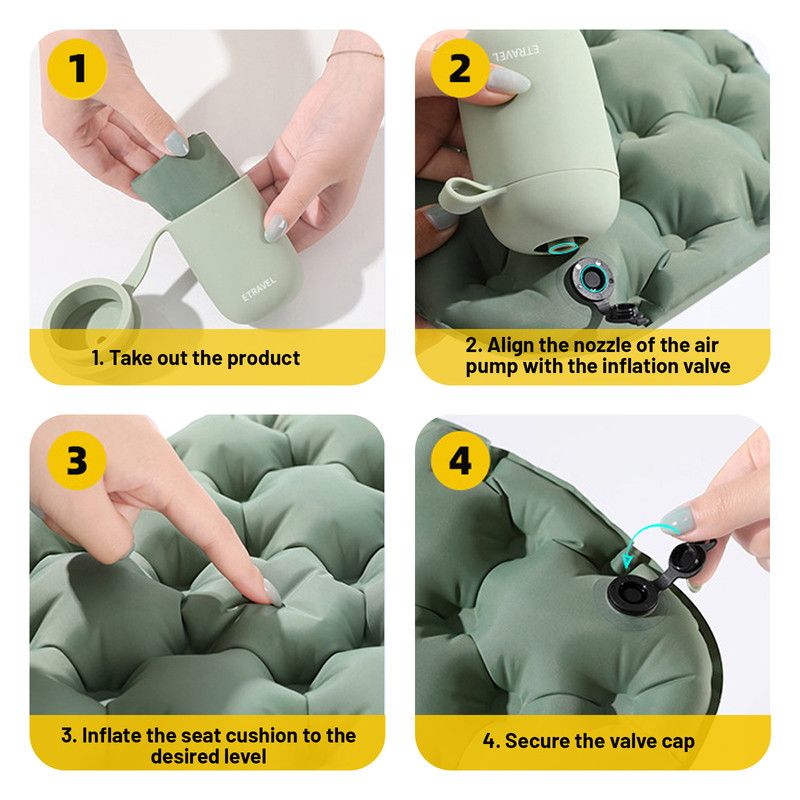 Portable Outdoor Inflatable Seat Cushion, Multi-Functional Inflatable Storage Box and Seat Cushion Combo, Portable Folding Seat Cushion for Camping and Travel, Portable Push-to-Inflate Cushion - Gray
