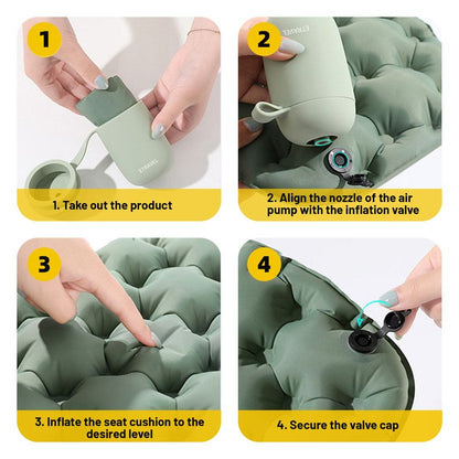 Portable Outdoor Inflatable Seat Cushion, Multi-Functional Inflatable Storage Box and Seat Cushion Combo, Portable Folding Seat Cushion for Camping and Travel, Portable Push-to-Inflate Cushion - Gray