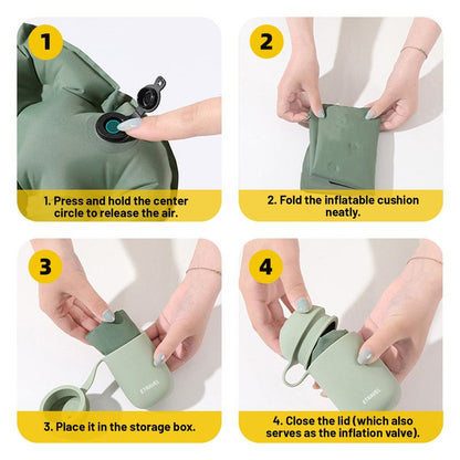 Portable Outdoor Inflatable Seat Cushion, Multi-Functional Inflatable Storage Box and Seat Cushion Combo, Portable Folding Seat Cushion for Camping and Travel, Portable Push-to-Inflate Cushion - Gray