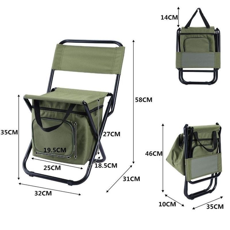 3-in-1 Outdoor Folding Chair with 10L Insulated Cooler, Durable Oxford Fabric, for Camping and Picnics - Blue