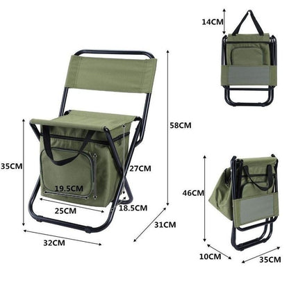 3-in-1 Outdoor Folding Chair with 10L Insulated Cooler, Durable Oxford Fabric, for Camping and Picnics - Blue