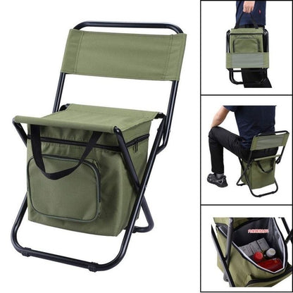 3-in-1 Outdoor Folding Chair with 10L Insulated Cooler, Durable Oxford Fabric, for Camping and Picnics - Blue