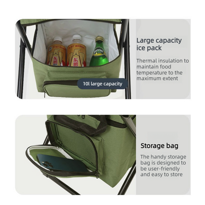 3-in-1 Outdoor Folding Chair with 10L Insulated Cooler, Durable Oxford Fabric, for Camping and Picnics - Blue