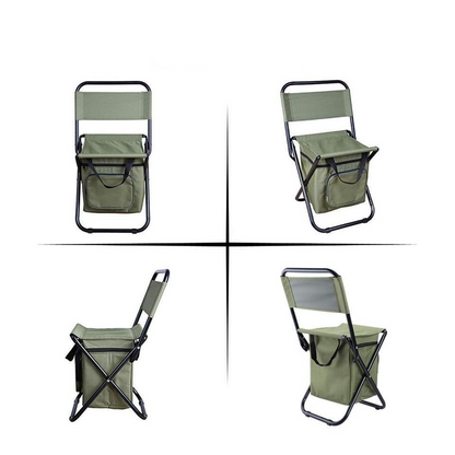 3-in-1 Outdoor Folding Chair with 10L Insulated Cooler, Durable Oxford Fabric, for Camping and Picnics - Blue