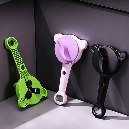 4-in-1 Multi-Function Can Opener, Essential Kitchen Tool for Opening Lids, Multi-Size Bottle Opener - Black